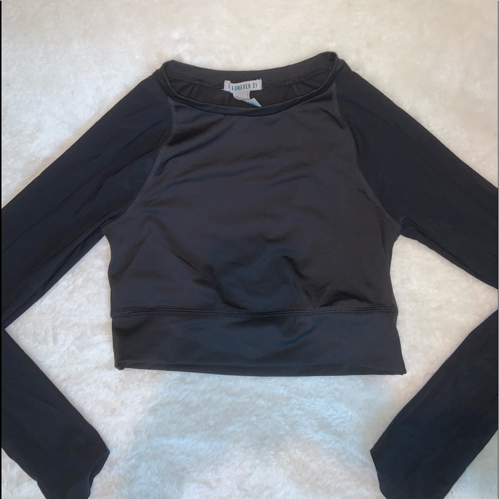 Long sleeve mesh workout black top